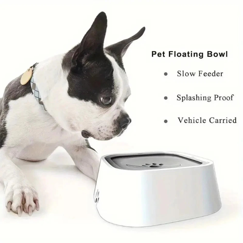 Durable Pet Water Bowl ; Plastic Spill-Proof w/ Floating Filter;