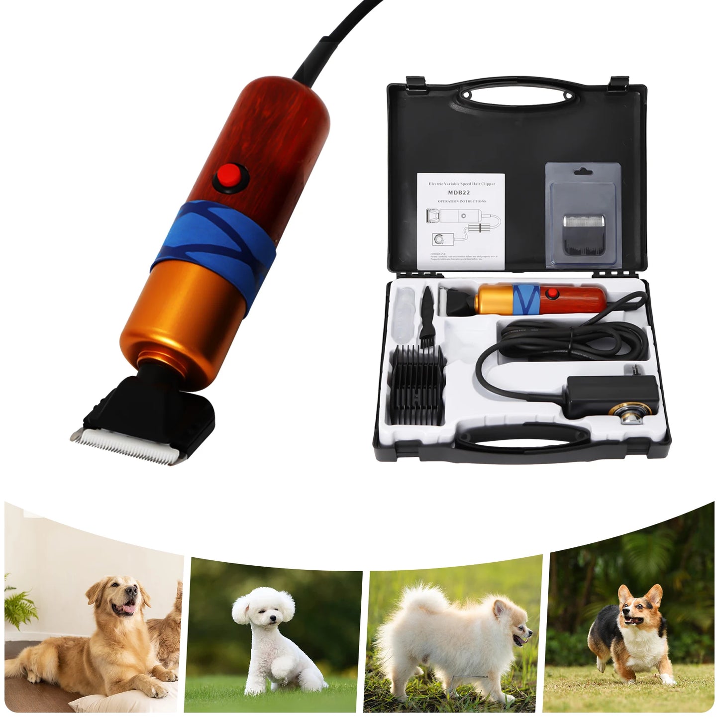 Pet Hair Clipper Low Noise High-efficiency; Professional Electric Variable Speed Shearing / Sheep Dogs Cats Pet;