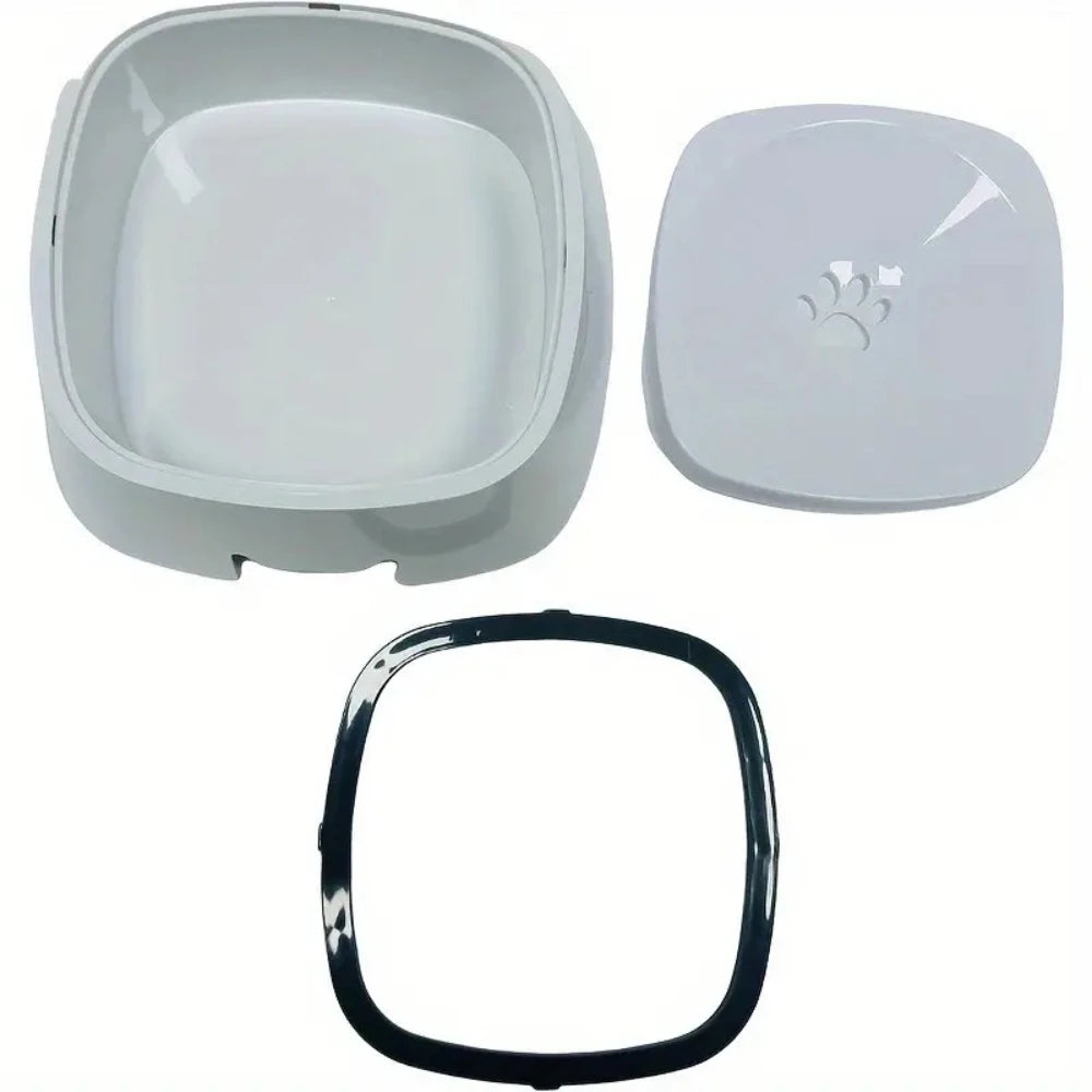 Durable Pet Water Bowl ; Plastic Spill-Proof w/ Floating Filter;