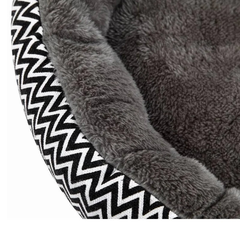 2024 New Wave Pattern Round Pet Bed; Ultra Soft Arctic Fleece Warm Cat/ Dog Nest for Small Pets ; Car Travel;