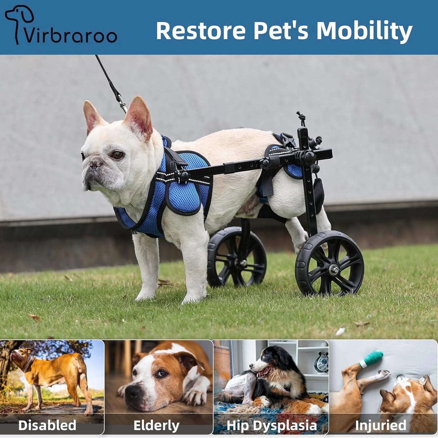 Dog Wheelchair for Back Legs;Adjustable Dog Wheelchair,