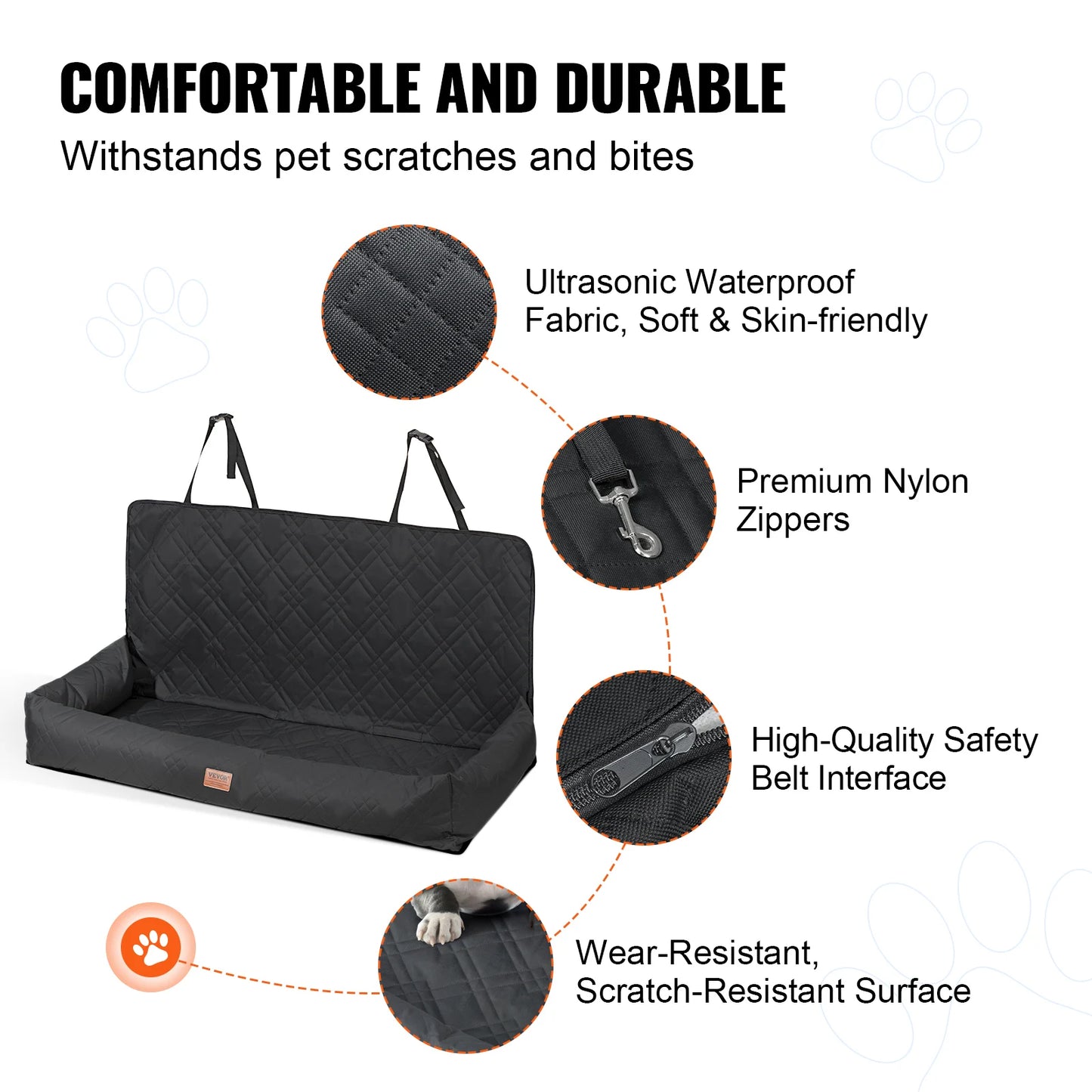 Dog Car Seat; Waterproof Dog Booster Seat; Pet Car Seat with Clip-On Safety Leash;