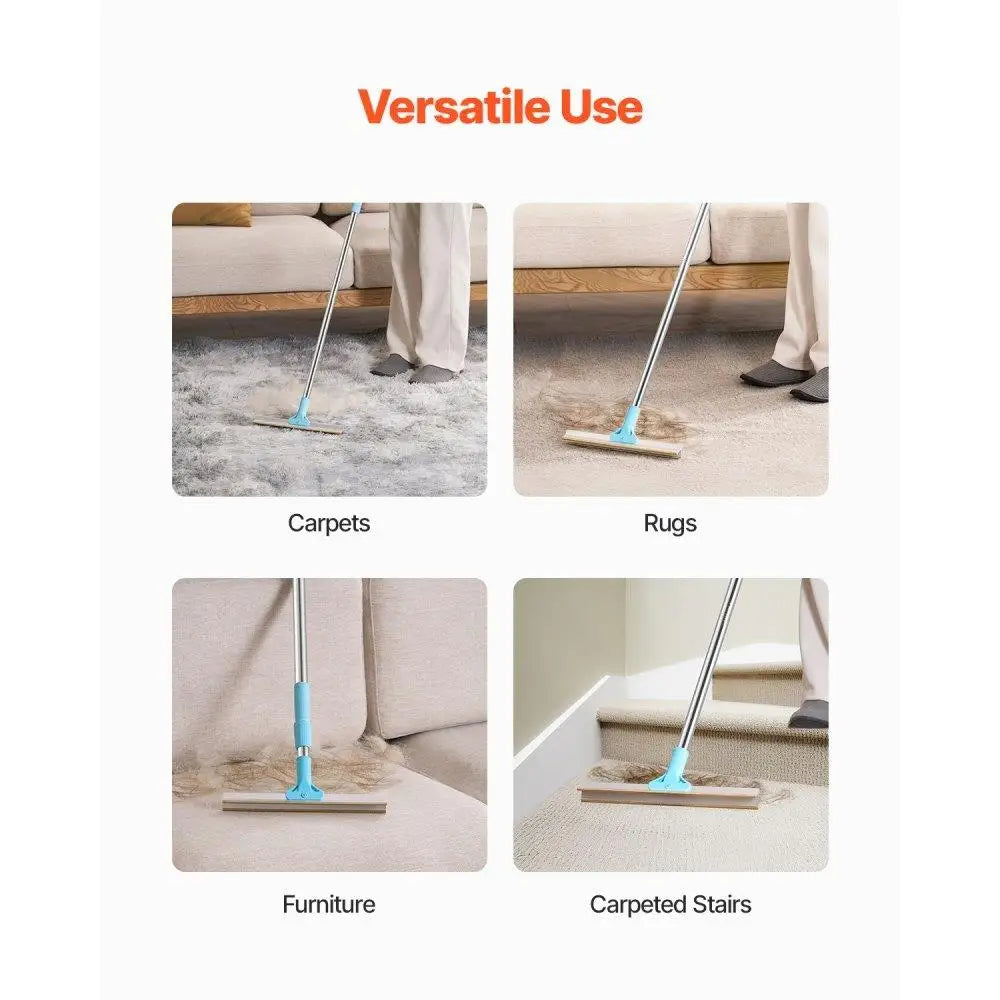 Pet Hair Removal Carpet Rake; Adjustable Handle; Pet Hair Broom Tool;