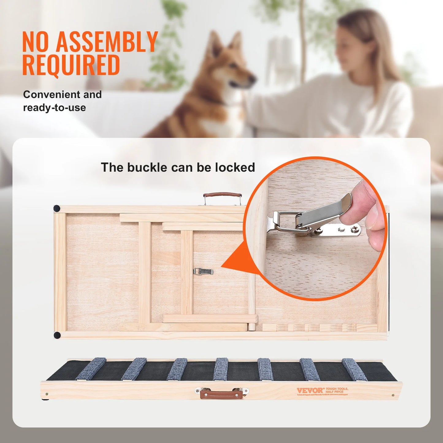 VEVOR Dog Ramp / Ladder; Adjustable Wooden Pet Ramp ;