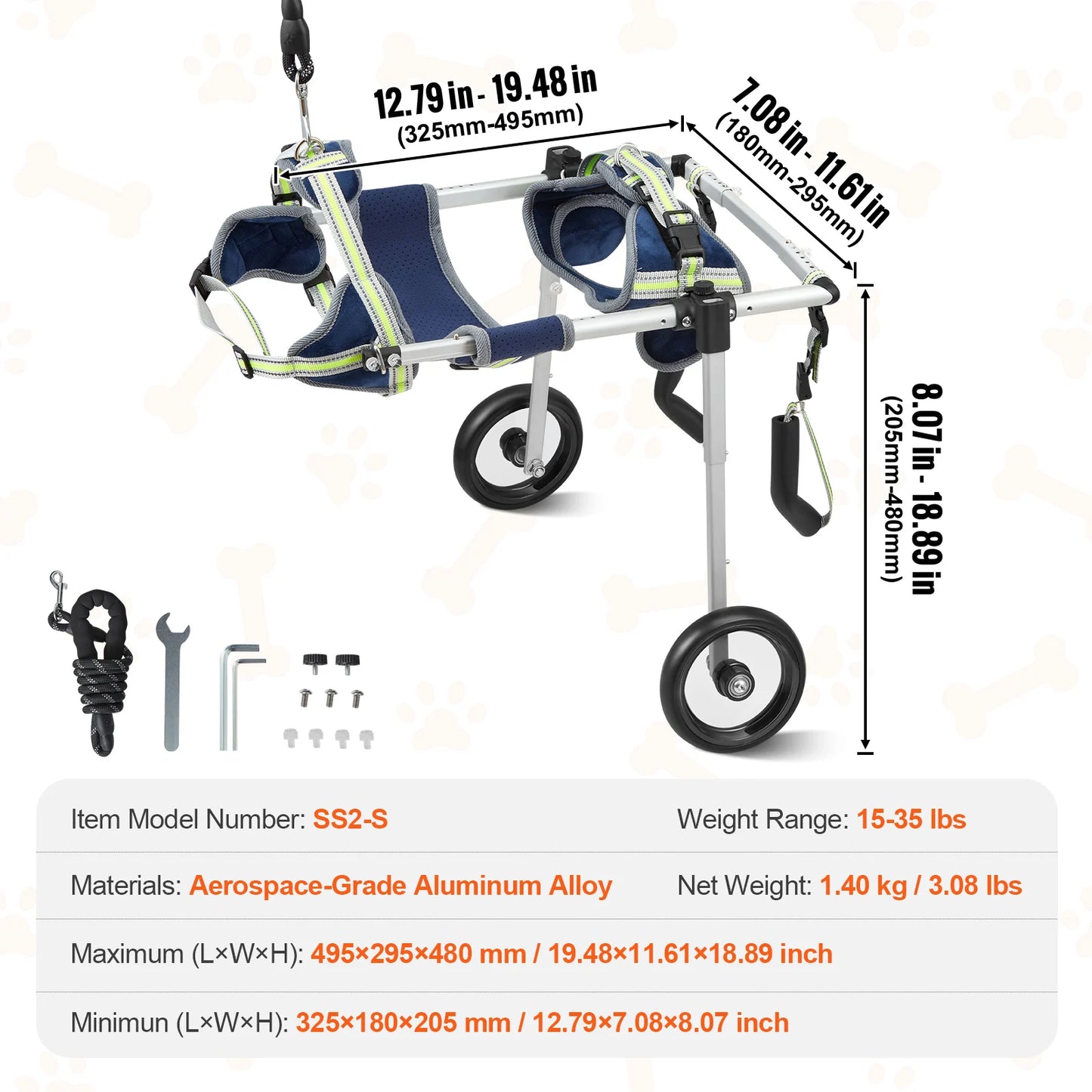 Dog Wheelchair for Back Legs; For Disabled Dogs;