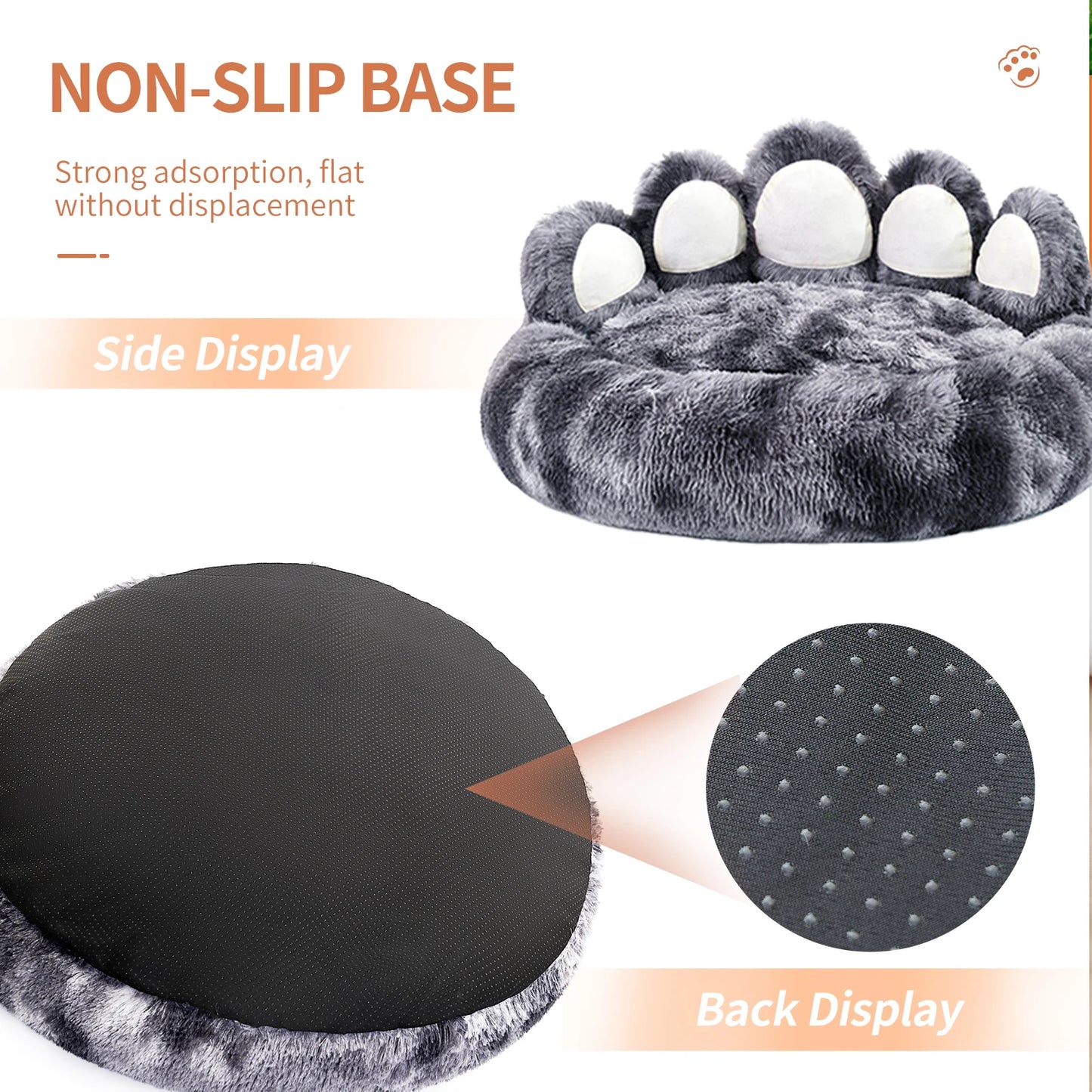 Comfy Pet Bed Paw Shape; WarmBed PlushDog/ Cat;