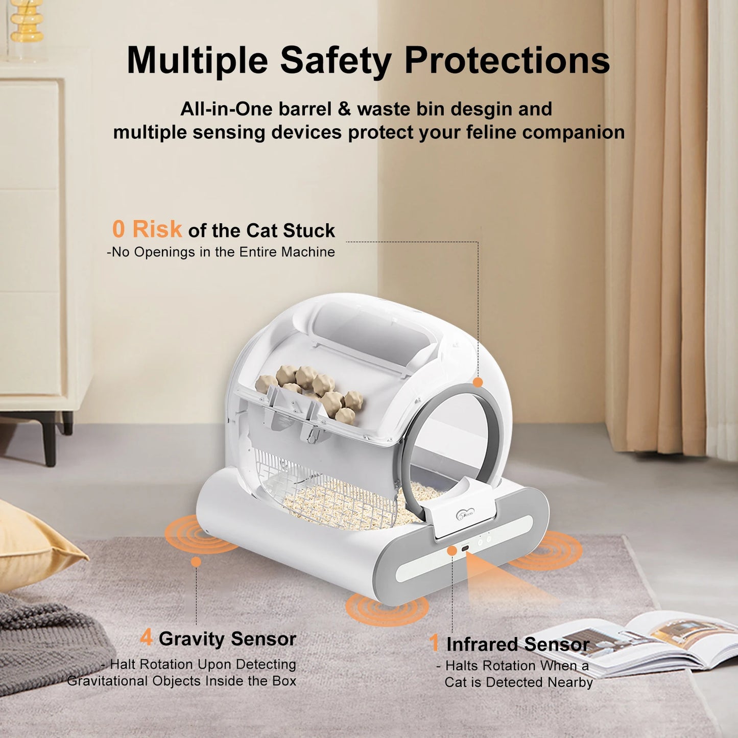 Cat Litter Box; Self- Cleaning with App Control ;
