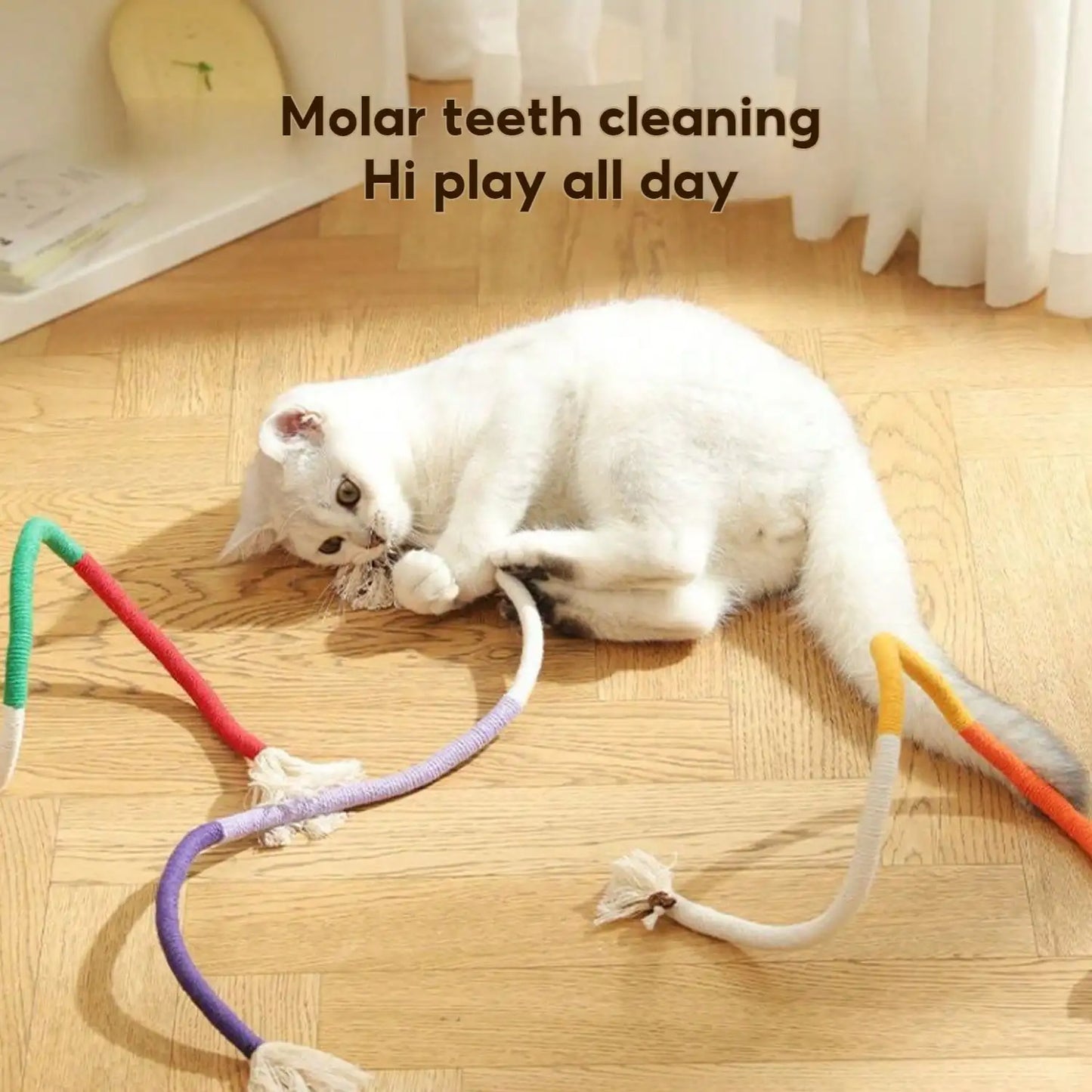 Color Blocking Cotton Rope Safe Cat Toys;