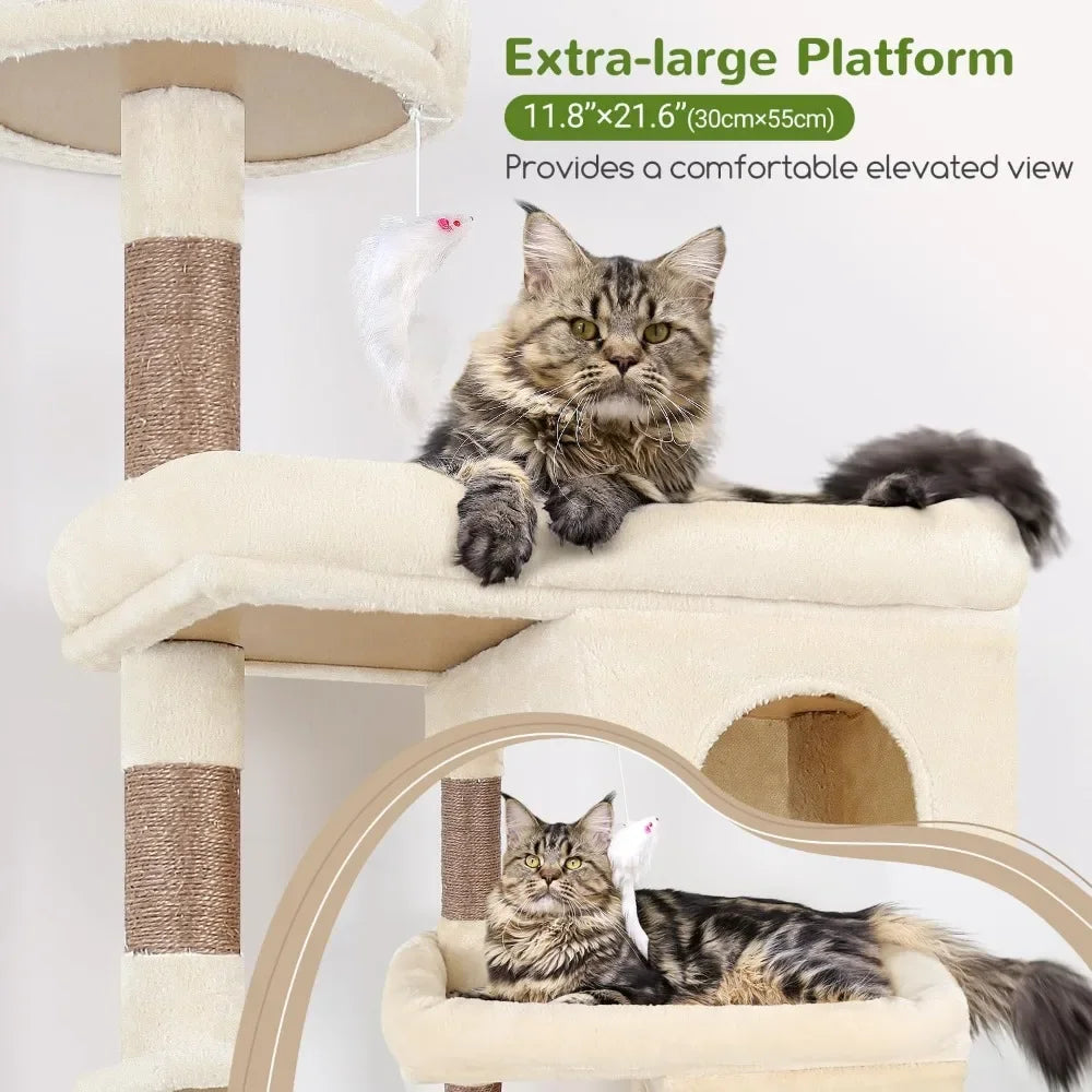 Heavy Duty Cat Trees Large Cats,Sturdy 72inMaine Coon Cats Tree for Large Cat 20lbs+Heavy Duty Cats Tower for Adult Biggest Cats