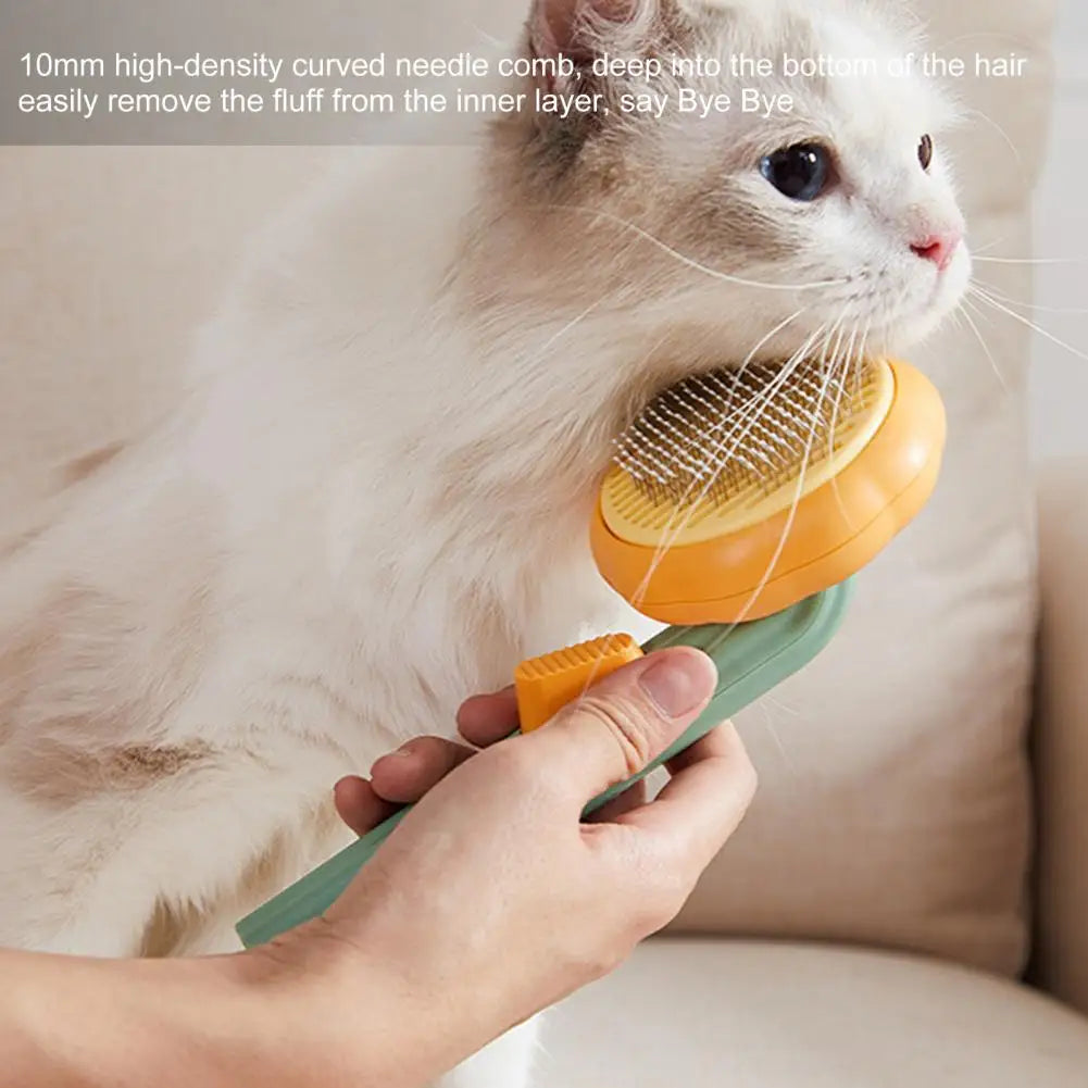 One-Click Cleaning Slicker Brush for Pets; Hair Removal Comb for Cats & Dogs,;Easy-Clean Button for fast cleaning;