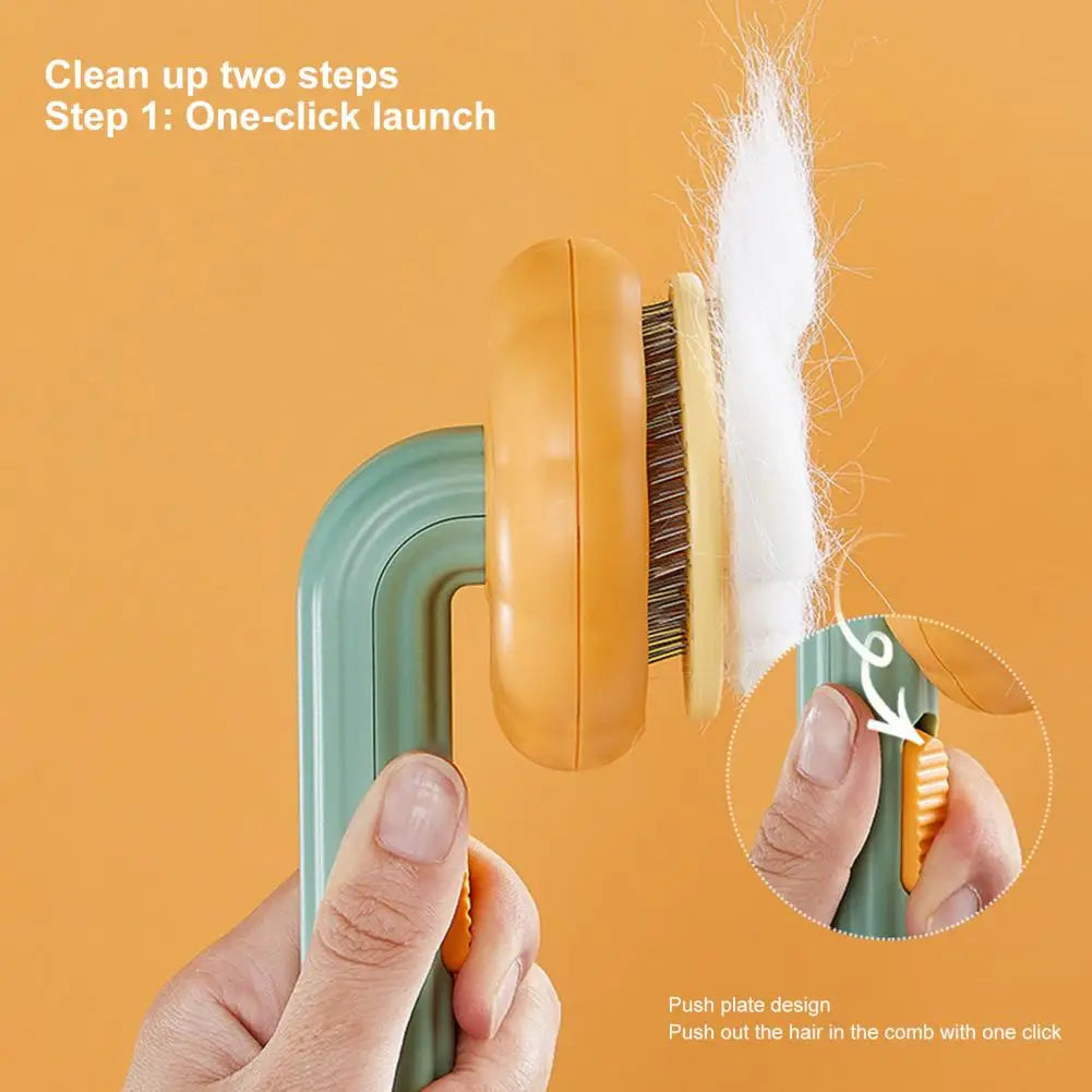 One-Click Cleaning Slicker Brush for Pets; Hair Removal Comb for Cats & Dogs,;Easy-Clean Button for fast cleaning;