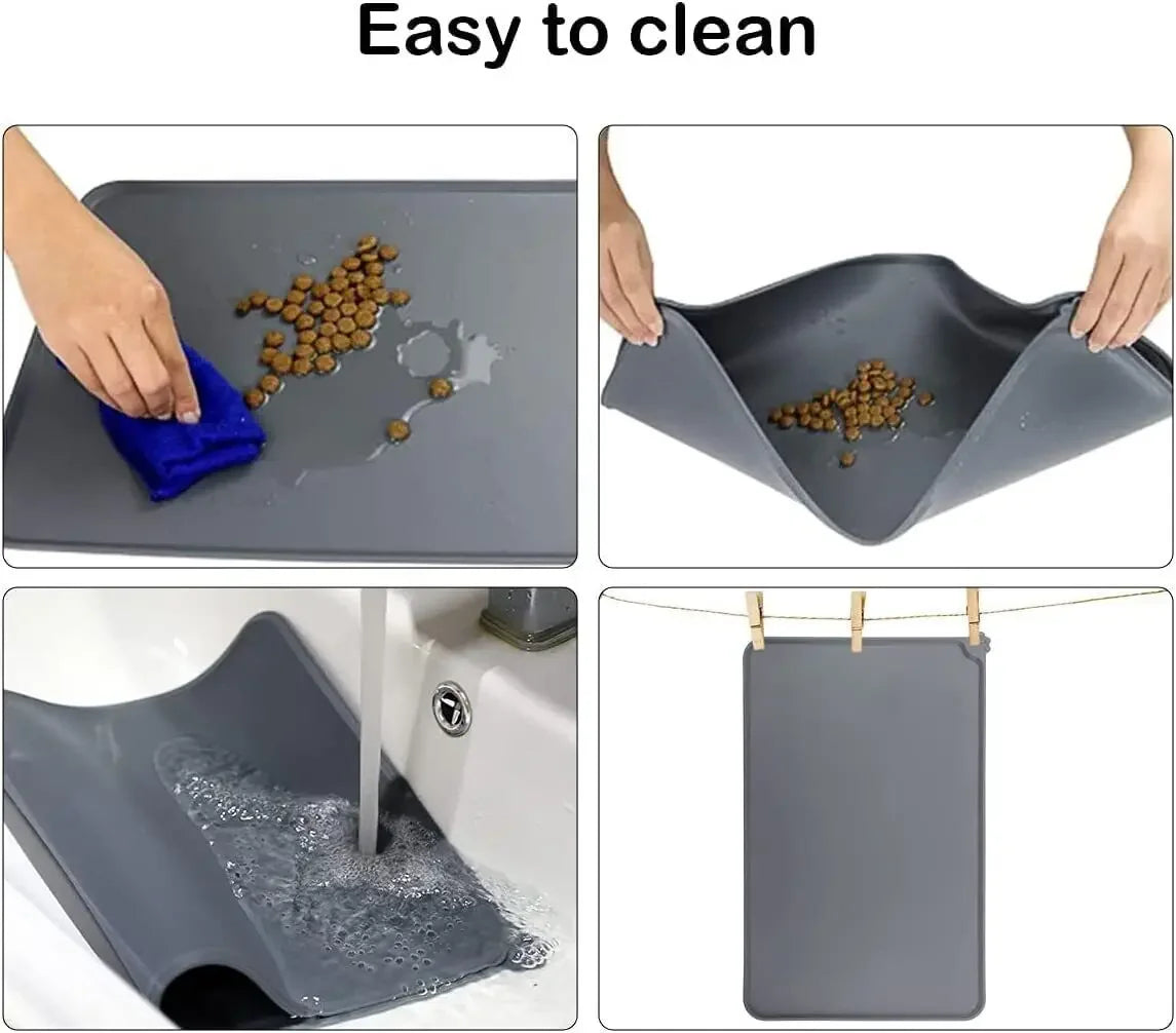 Food Mat For Feeding Bowl; Silicone Mat -Waterproof;