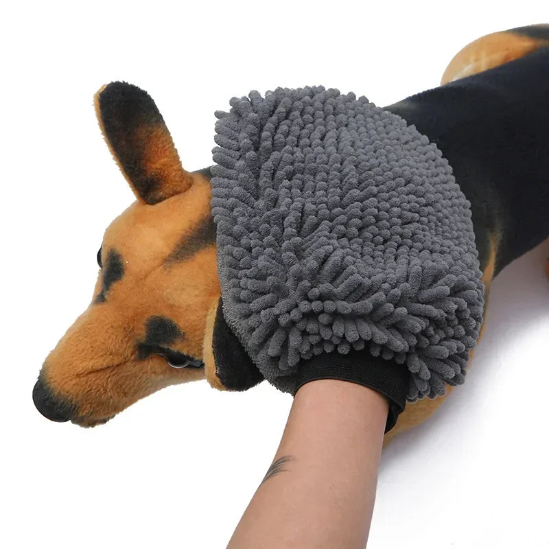 Pet Grooming Gloves ;Quick Drying Dogs Paw Towel; Chenille Microfiber Double Sided Dogs Grooming Mit;
