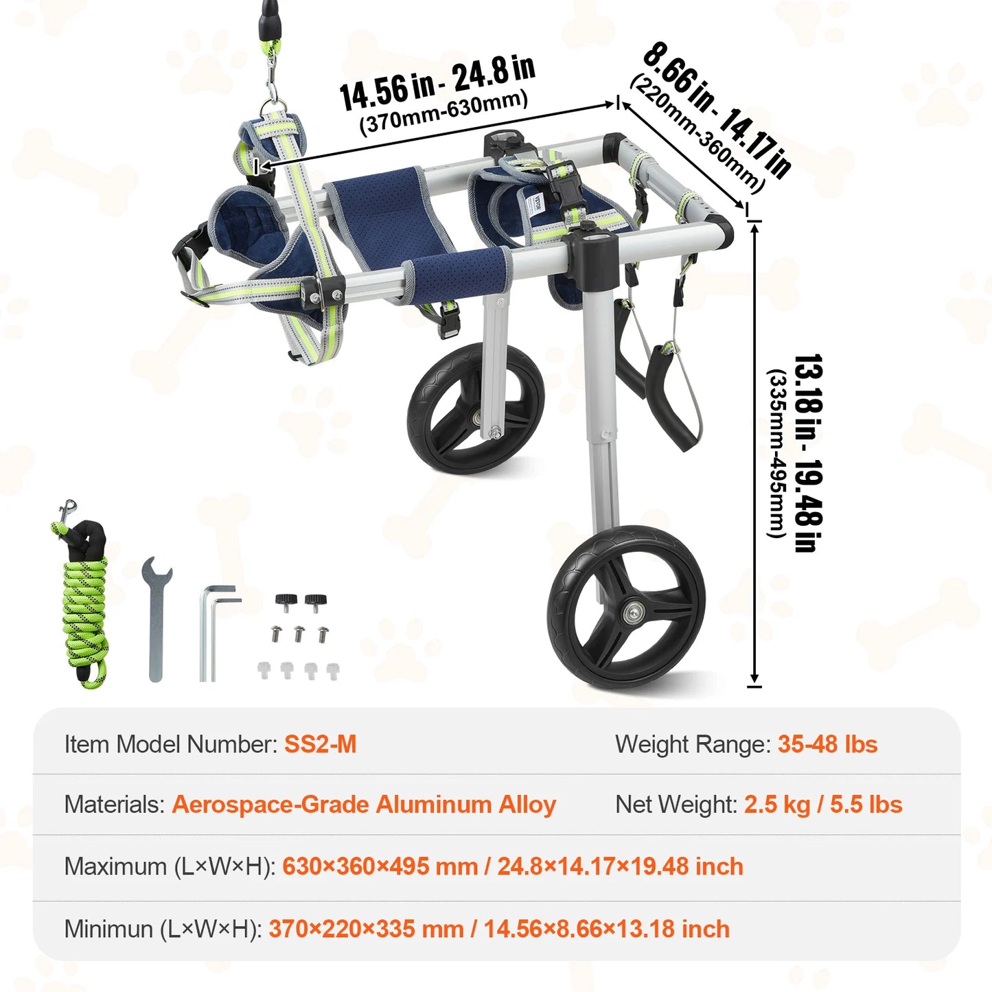 Dog Wheelchair for Back Legs; For Disabled Dogs;