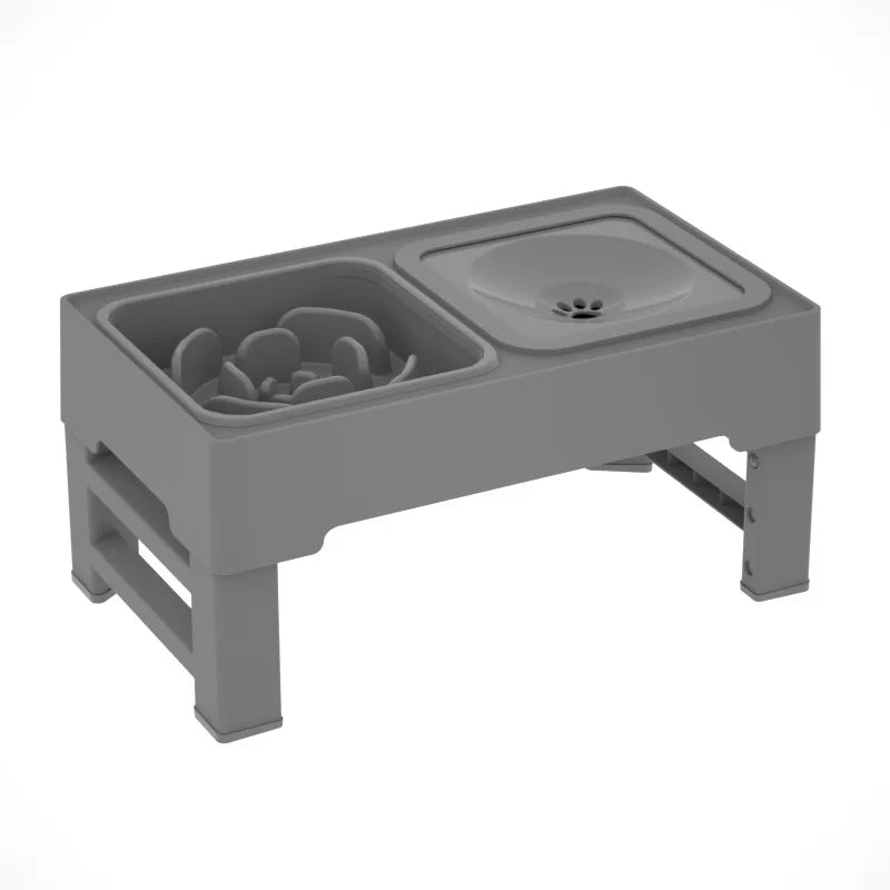 Elevated Dog Food Feeder; Raised Dog Bowl Stand w/ Bowls;