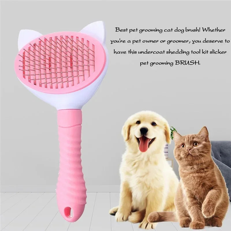 Pet Comb Cleaning Brush ;Supplies High Quality Self cleaning Brush; Professional Grooming brush for Dogs/Cats ;