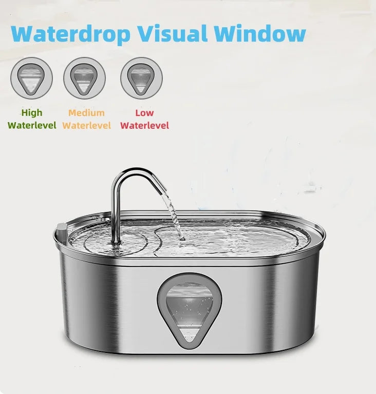 Auto large capacity pet water dispenser; stainless steel water fountain with LED Lighting;