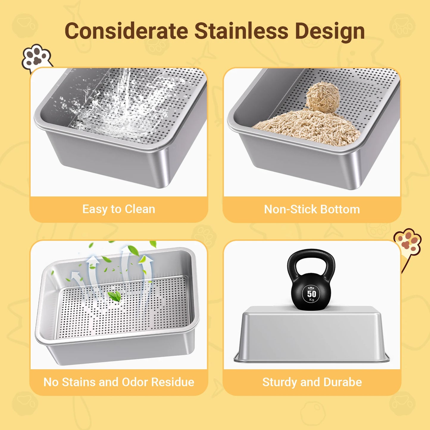 XL Cat litter box; Sifting pan, Ordor control, Easy Clean