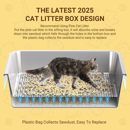 XL Cat litter box; Sifting pan, Ordor control, Easy Clean