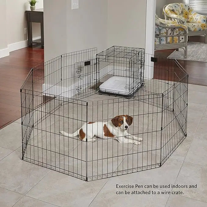 8 panels Pet Playpen; No Door / 2 Door Black;