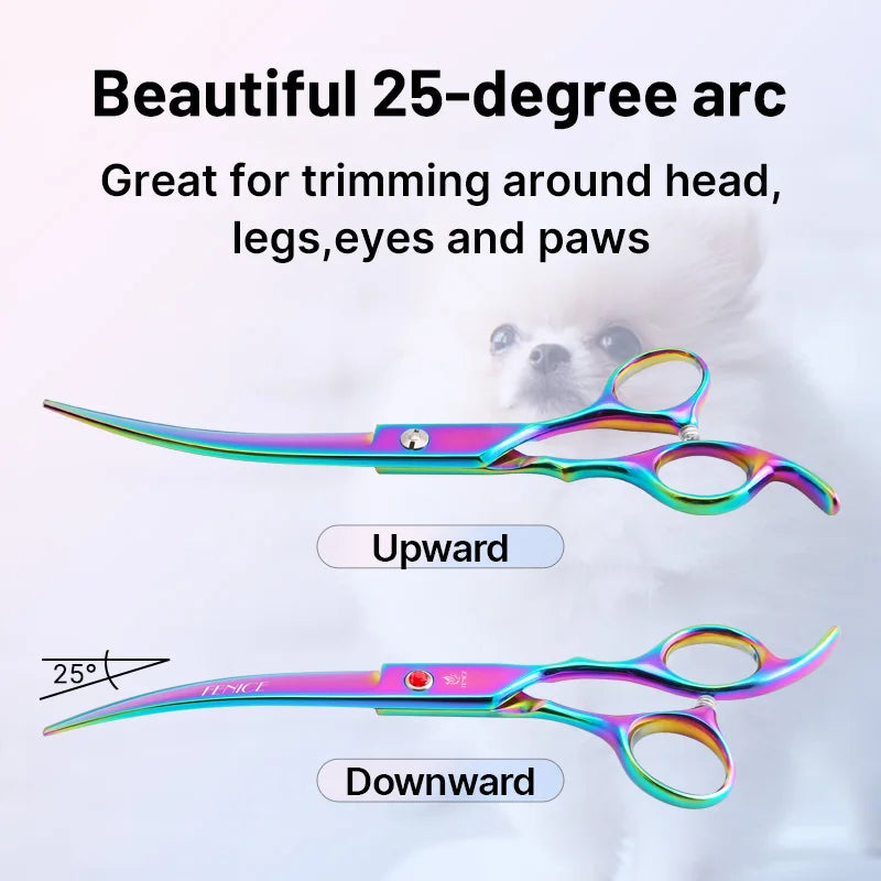 Classical Model homeuser Alloy steel 6.5/7.0 Inch rainbow&black dog grooming scissors; Shears set for household pet owner;
