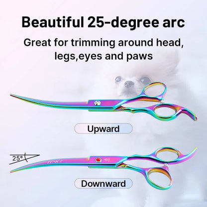 Classical Model homeuser Alloy steel 6.5/7.0 Inch rainbow&black dog grooming scissors; Shears set for household pet owner;