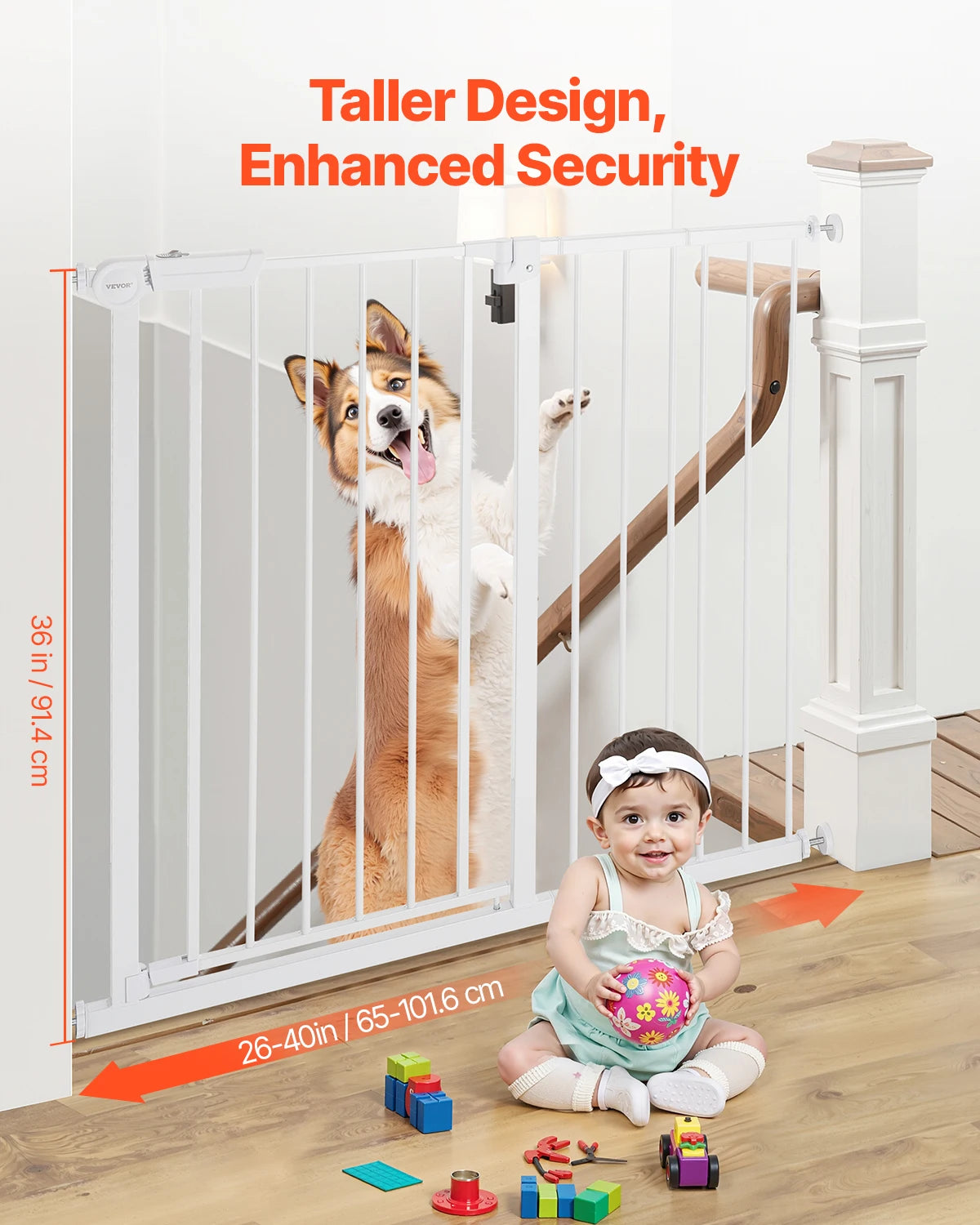 Dog Gate Walk Thru; Child Pet Security; Pressure Mount;