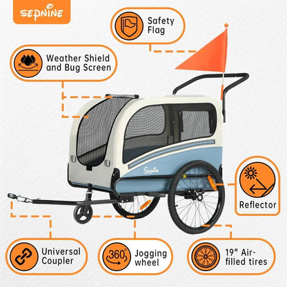 Dog Bike Trailer; Supports to 88 lbs;  Pet Stroller Cart Carrier; Easy Folding Frame ;