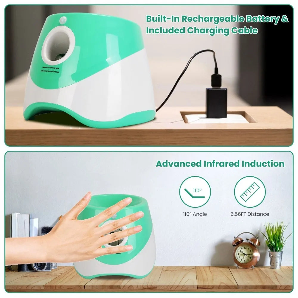 Automatic Dog Ball Launcher w/ 6 Tennis Balls ;