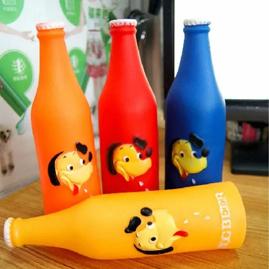 Dog Toys Silicone  Bottle ;Puppy Chew Squeaky Toy;