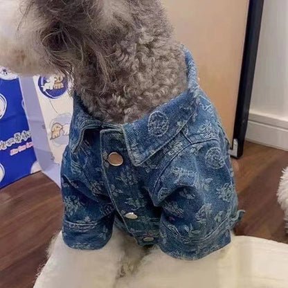 Denim Clothes for Small Medium Dogs;  Polyester ;Snap Button Coats