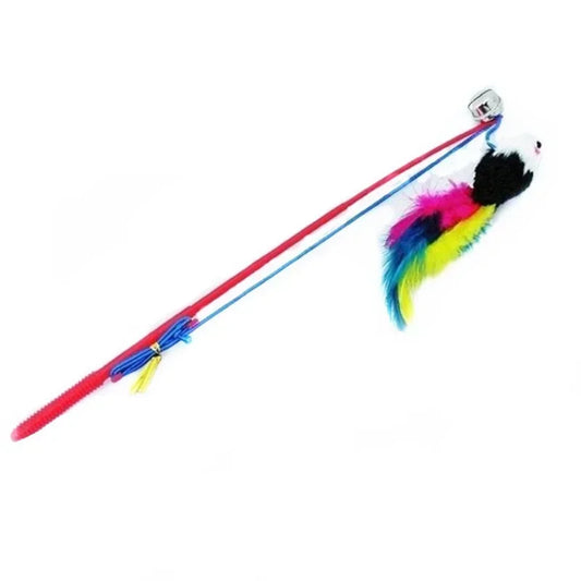 Fishing Rod Type Colorful Mouse Feather;  Interactive toy;