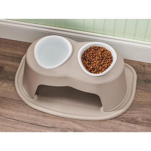 WeatherTech High Pet Feeding System; w/Plastic Dog/Cat Bowls - 10" High Stand Tan;