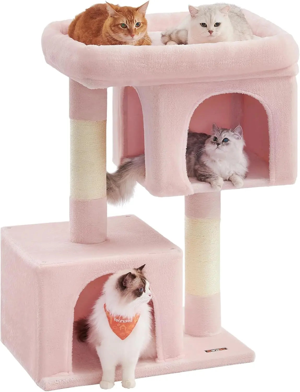 Cat Tree, 33.1-Inch Cats Tower, L, Cat Condo for Large Cats up to 16 lb, Large Cat Perch,2 Cats Caves,Scratching Post,Light Gray