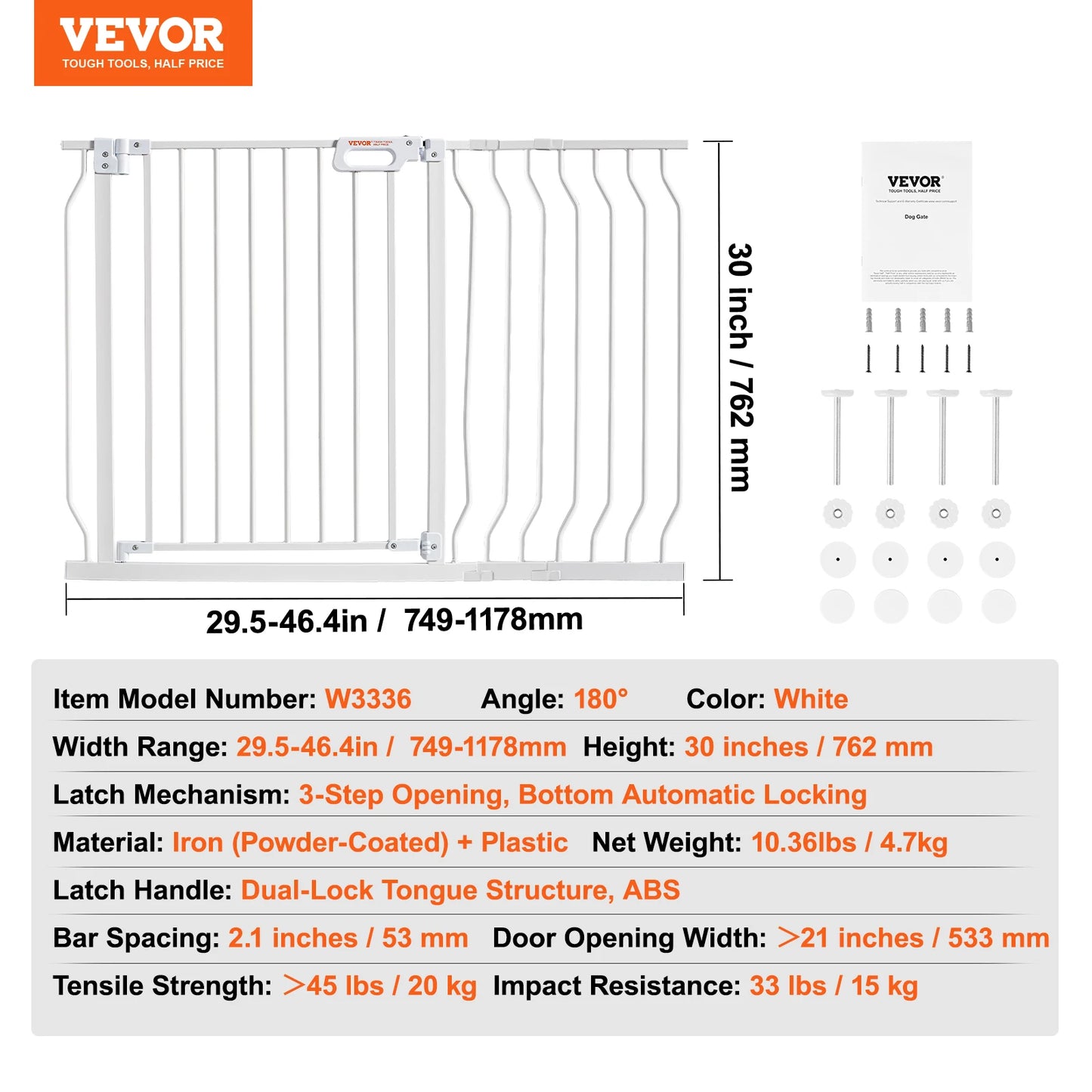Dog Gate Walk Thru; Child Pet Security; Pressure Mount;