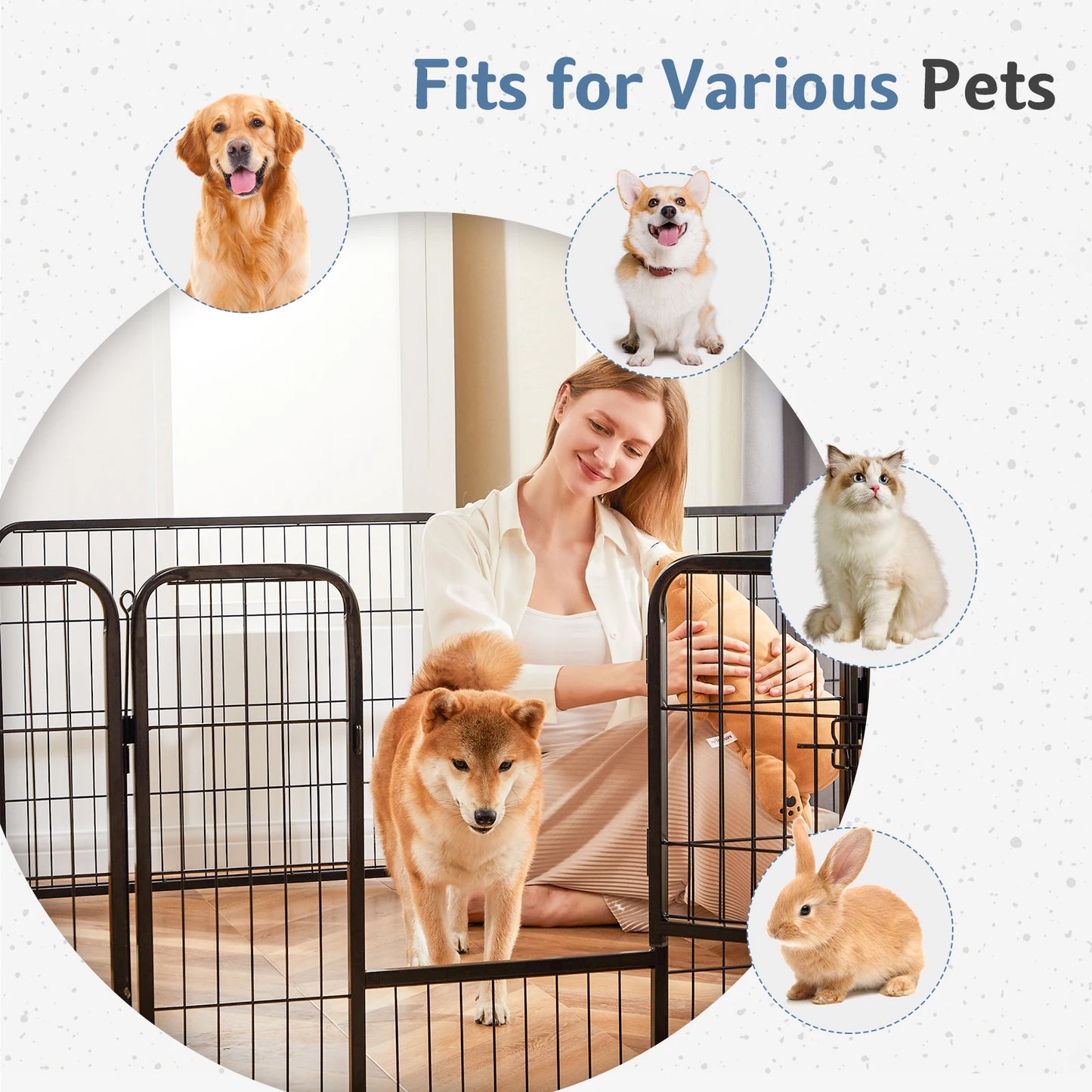 16 Panel  Playpen Indoor; Pet Fence for Yard; w/2 Doors;