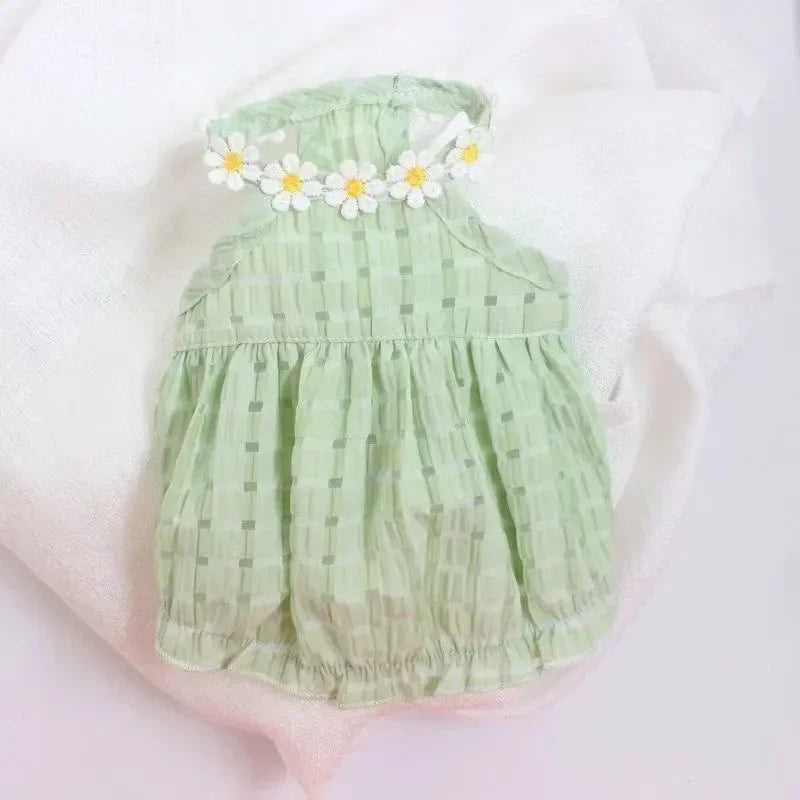 Pet girll French Dog Bulldog;Girl Dogs Clothing Dress Yollow Daisy; Girl Dog Cute  Clothes Summer Costume;