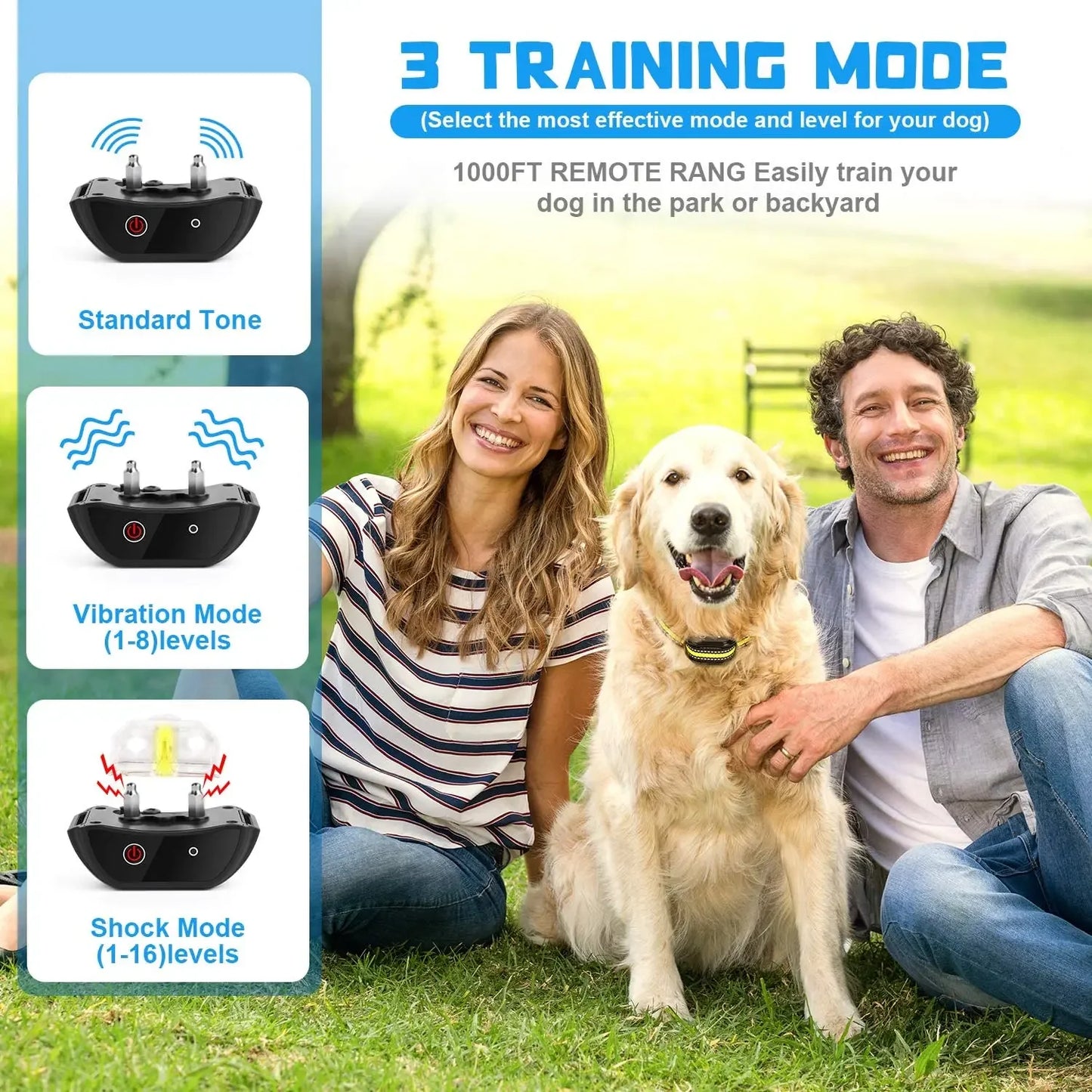 Dog Training Collar W/ Remote; Shock Electric Vibrator Sound USB Rechargeable