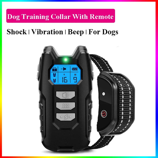 Dog Training Collar W/ Remote; Shock Electric Vibrator Sound USB Rechargeable