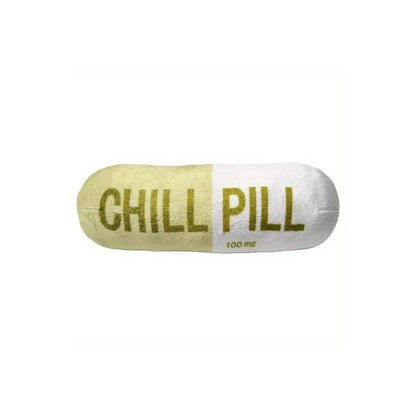 Interactive Plush Pill-Shaped Dog Toy with Squeaker;