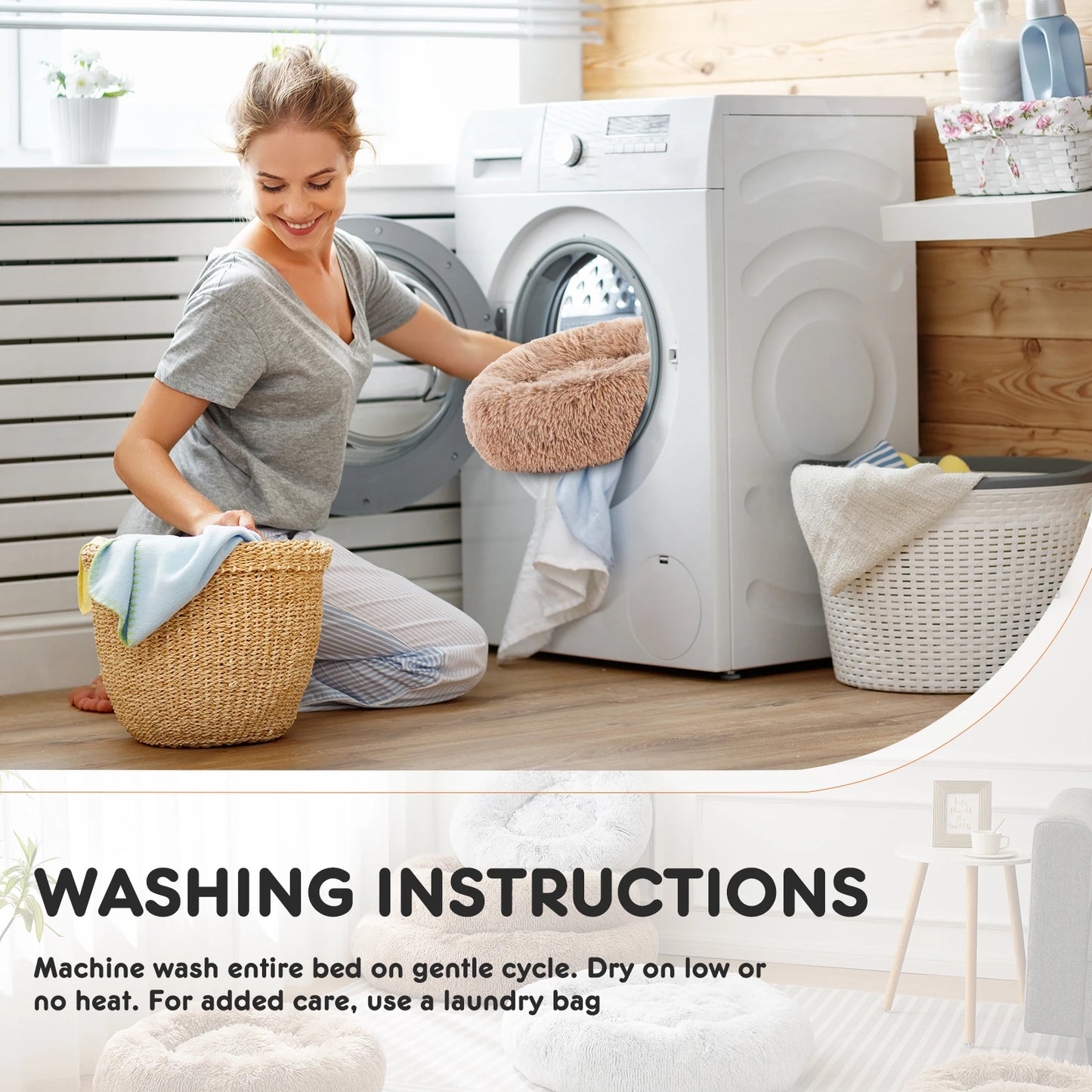 Calming Dog Bed ;Washable;  Anti-Slip;