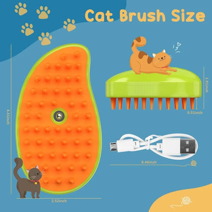 Pet Steamer Brush, , Cat Water Brush for Massage; Self Cleaning, Steaming Cat Brush ;