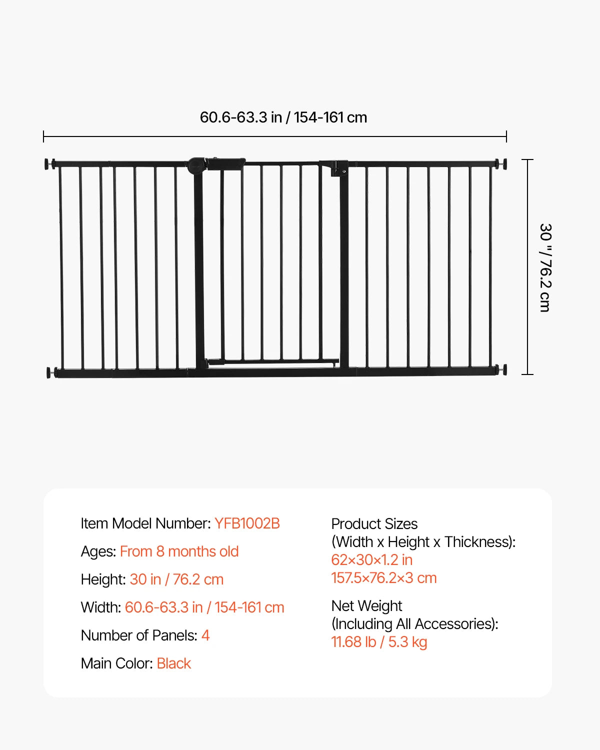 Dog Gate Walk Thru; Child Pet Security; Pressure Mount;
