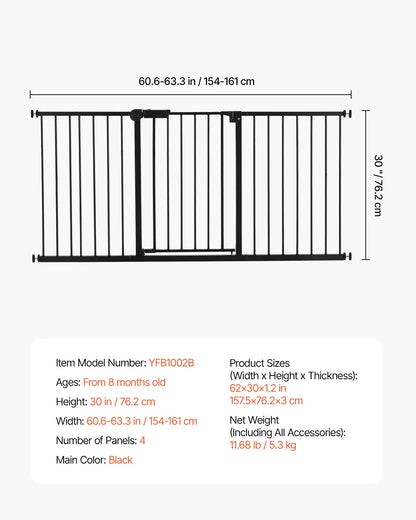 Dog Gate Walk Thru; Child Pet Security; Pressure Mount;