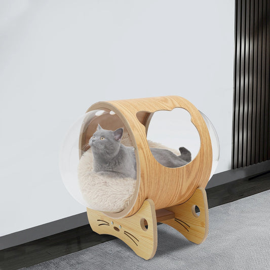 Cat Wooden Modern Pet Bed House & Cushion;