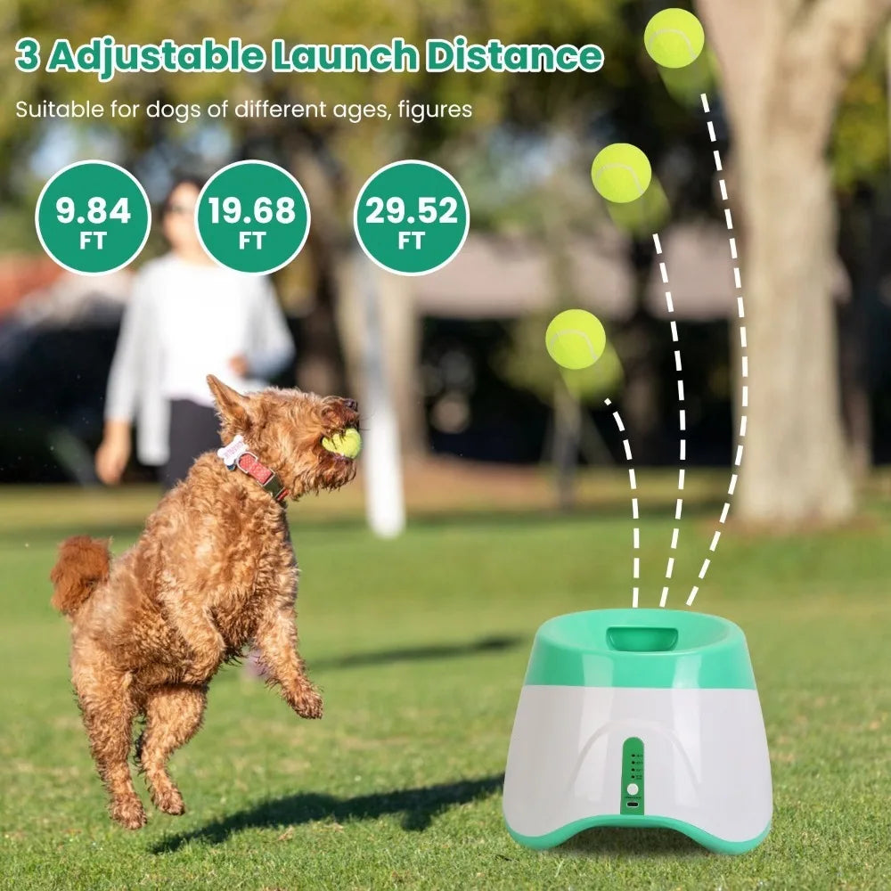 Automatic Dog Ball Launcher w/ 6 Tennis Balls ;