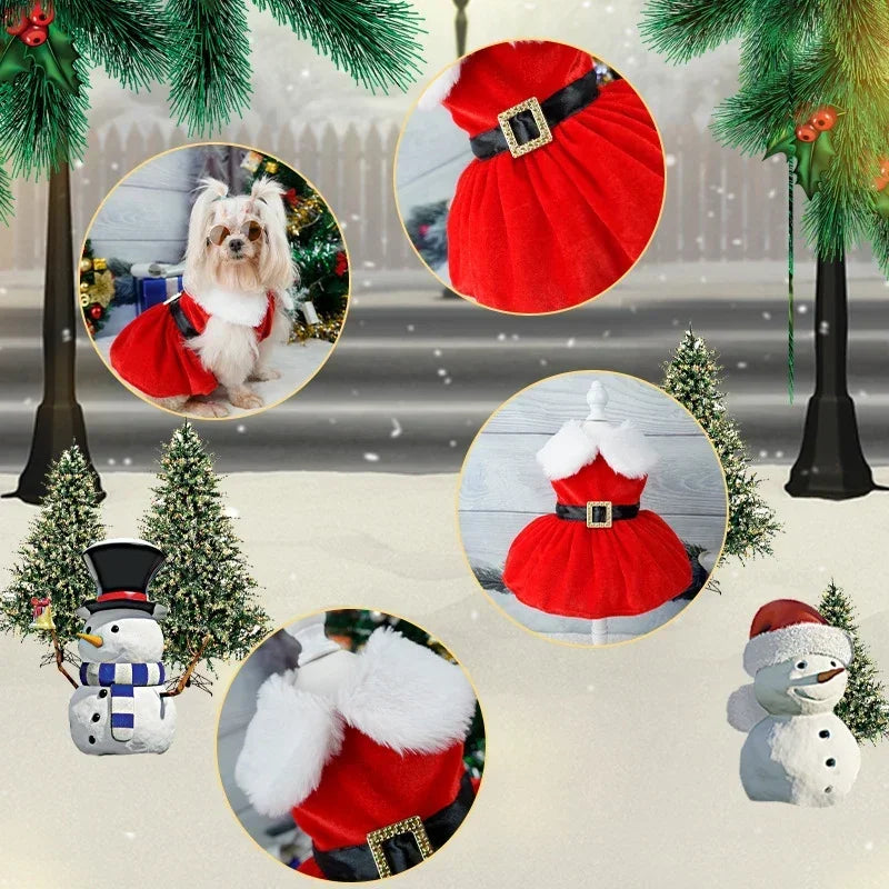 Dog Christmas Coat;Dog  Xmas Dress Red ; Dog Costume;