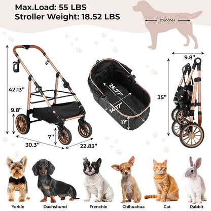 Dog/Cat Stroller; Box Can Be Attached in Car; Transport Foldable;