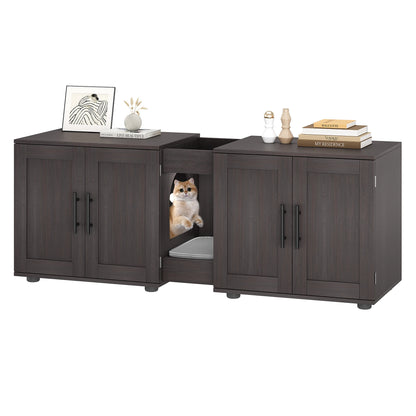 Double-Room Cat Litter Box;  2 Cat  Wooden Home Decor ;