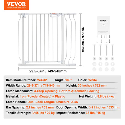 Dog Gate Walk Thru; Child Pet Security; Pressure Mount;